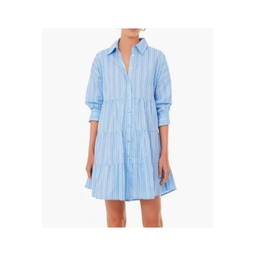 Pomander Place Tuckernuck Pinstripe Shades Of Blue Cara Dress Size Small Preppy